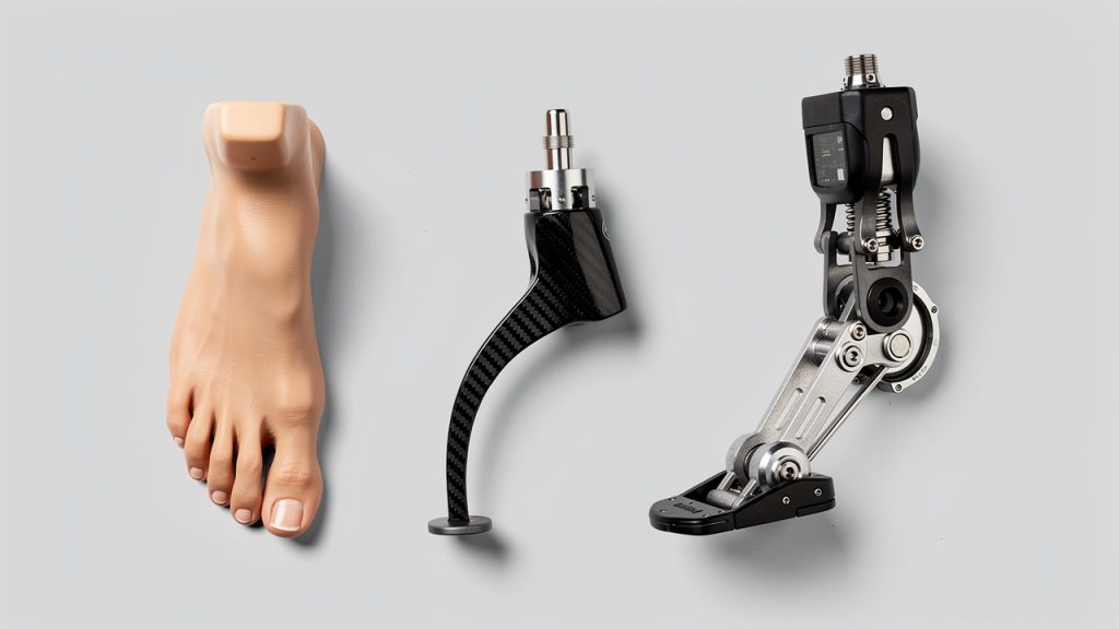 Farklı protez ayak modelleri ve çeşitleri yan yana